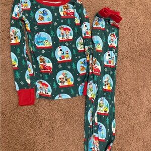 Little Sleepies Snow Globe Pajama Set - Green and Red
